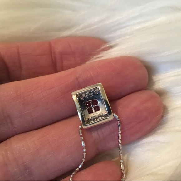 Estate 18K White Gold Ruby & Pave Natural Diamond Pendant - Picture 3 of 6